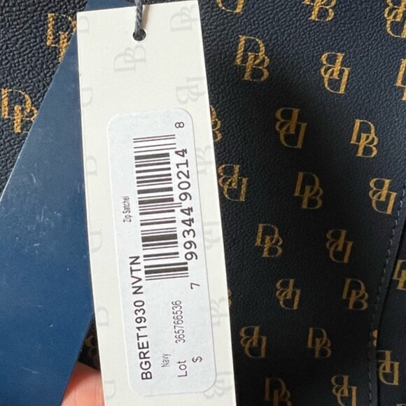 DONNEY & BOURKE Navy Blue Gretta Zip Closure Gold-Tone Hardware Satchel Bag NWT - Picture 5 of 15